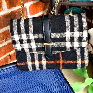 Wool Bag Purse Plaid Fabric Crossbody